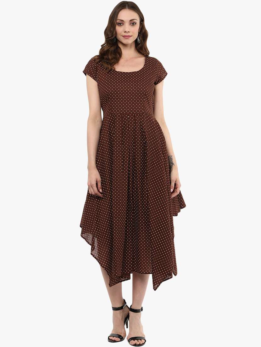 tie-back asymmetric pleated dress