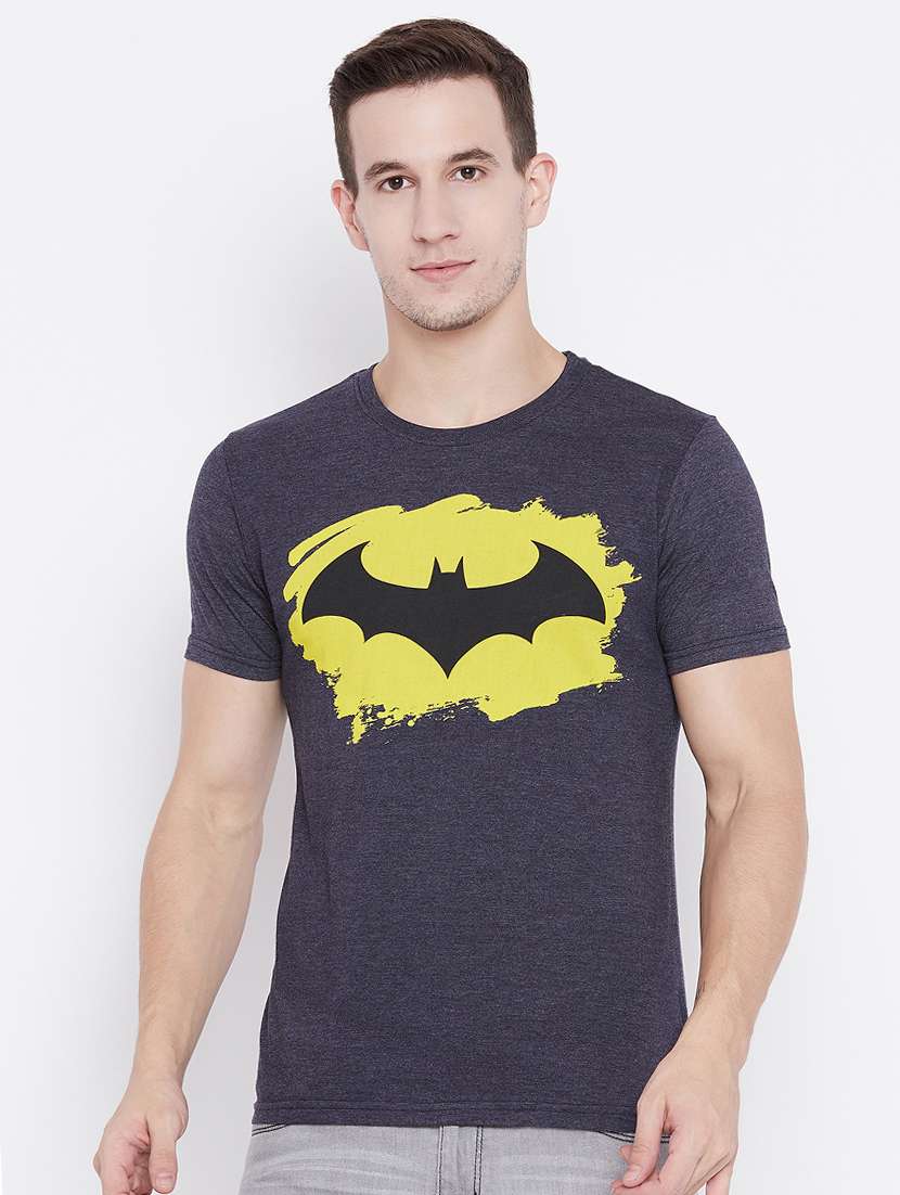 navy blue cotton chest print tshirt