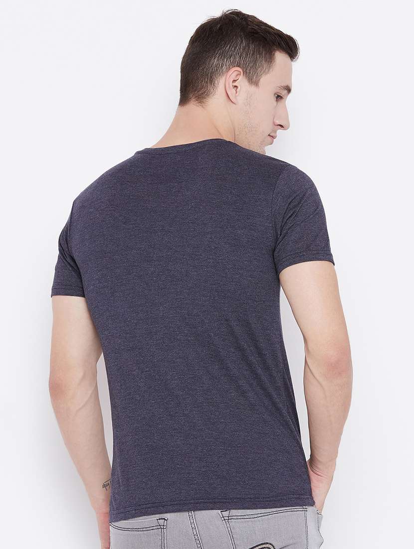 navy blue cotton chest print tshirt - 15526769 - Standard Image - 2