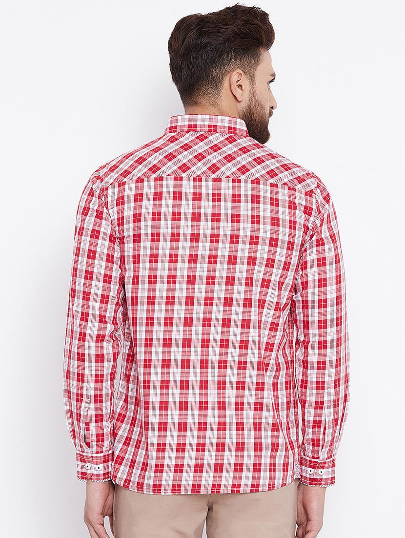 red cotton blend casual shirt - 15527541 - Standard Image - 2