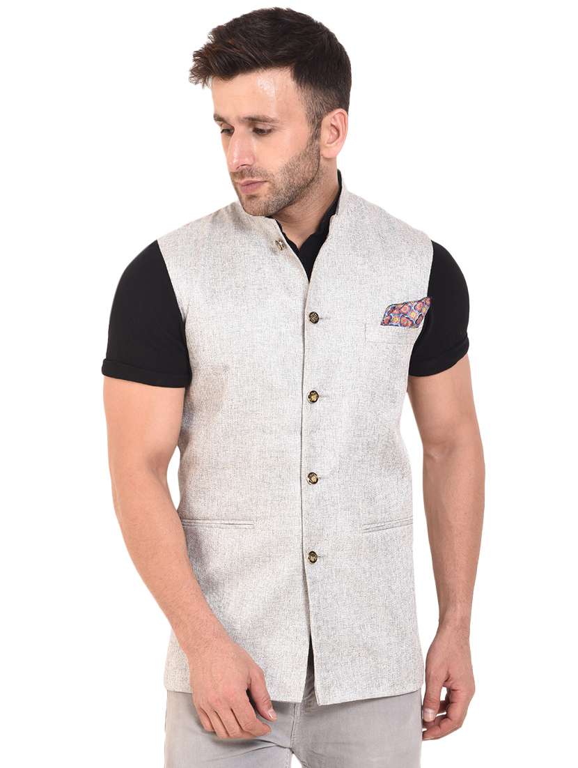 grey cotton nehru jacket
