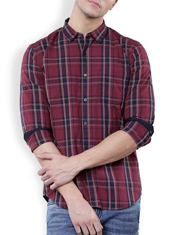 red cotton casual shirt