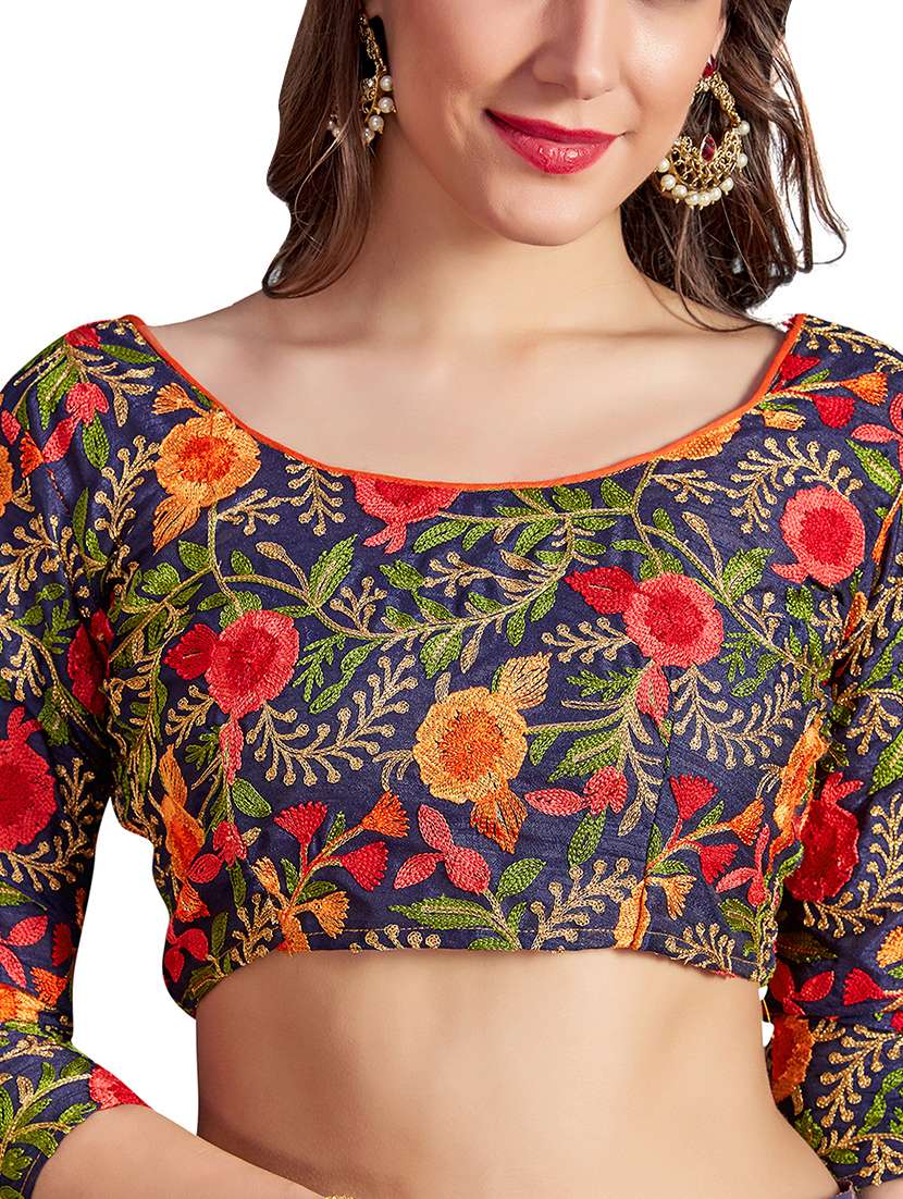 checkered mirror work saree with blouse - 15529547 -  Standard Image - 2