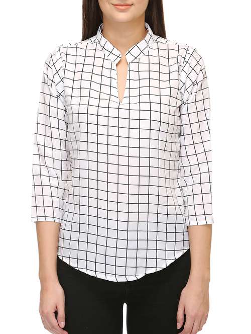 women's straight mandarin neck top - 15531162 -  Standard Image - 0