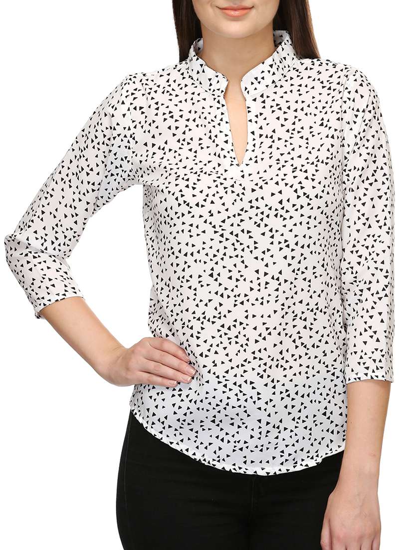 women's straight mandarin neck top