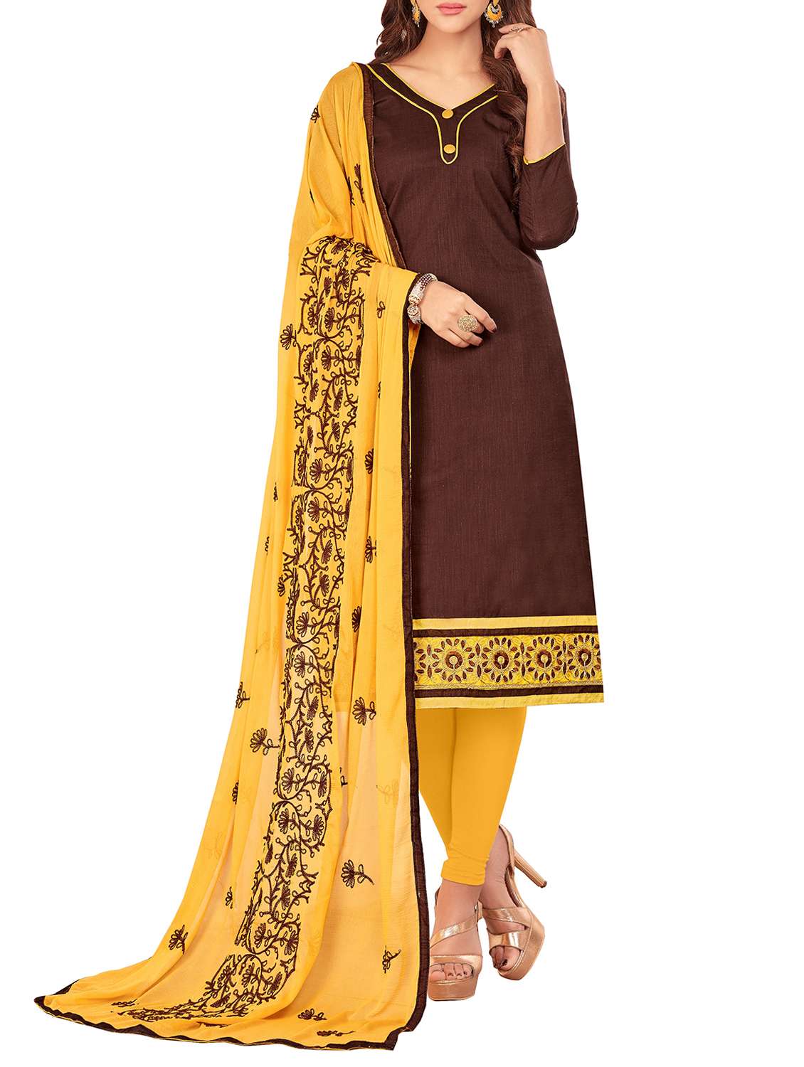 embroidered unstitched churidaar suit