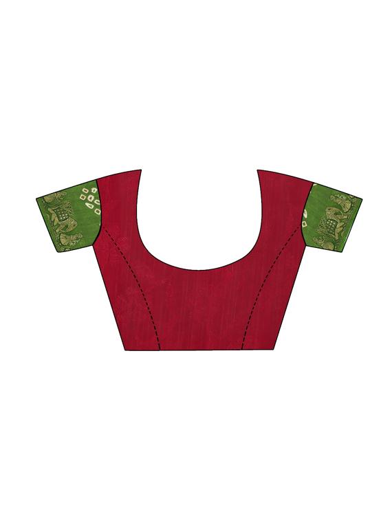 zari bordered bandhani saree with blouse - 15534398 - Standard Image - 2