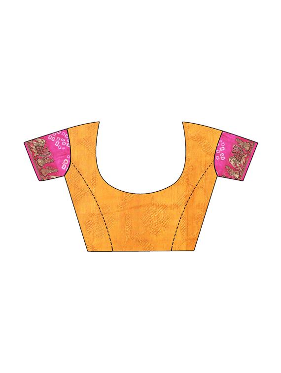 zari bordered bandhani saree with blouse - 15534402 - Standard Image - 2