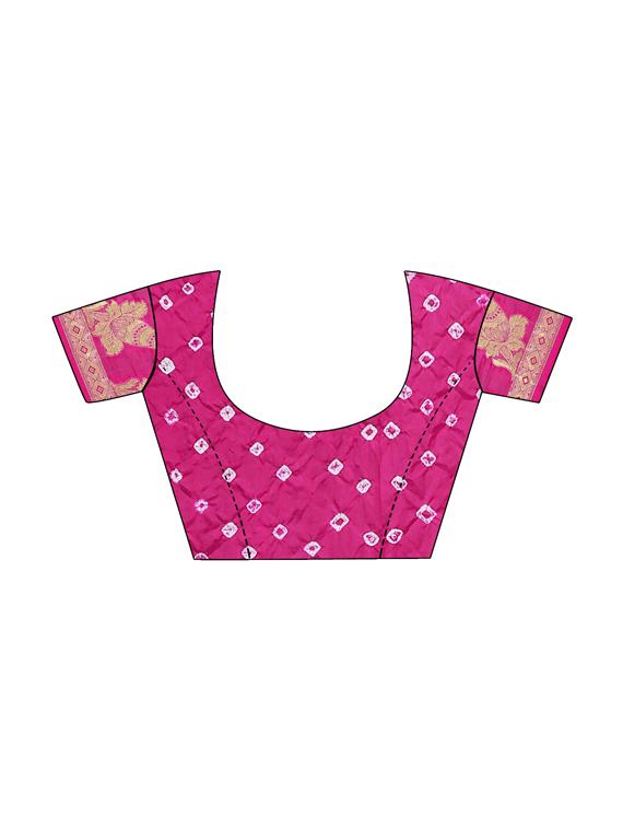zari bordered bandhani saree with blouse - 15534412 - Standard Image - 2
