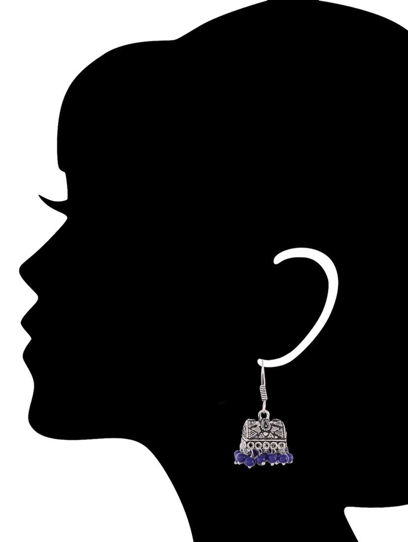 blue silver tone oxidised earrings - 15535326 -  Standard Image - 2