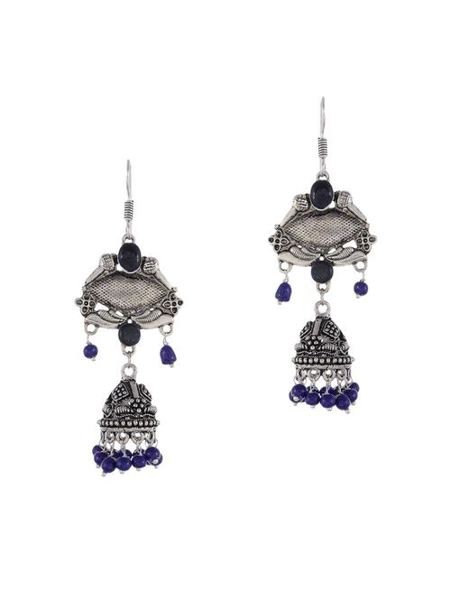 blue silver tone oxidized earrings - 15535348 - Standard Image - 0