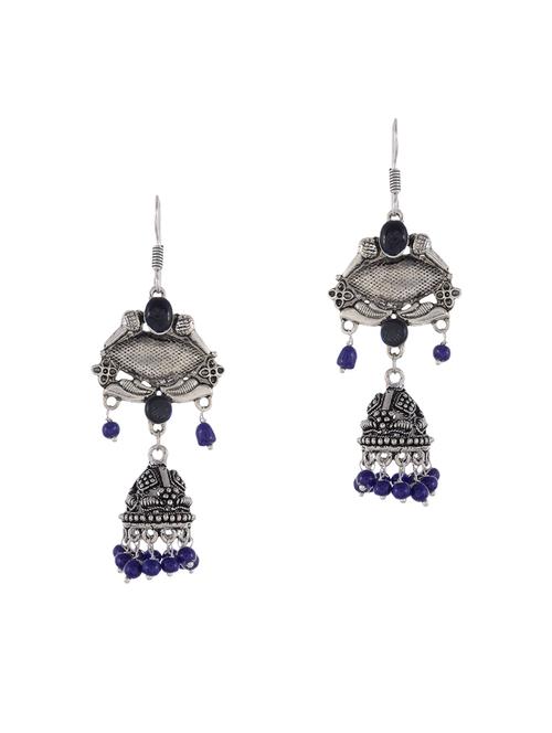 blue silver tone oxidized earrings - 15535348 -  Standard Image - 0