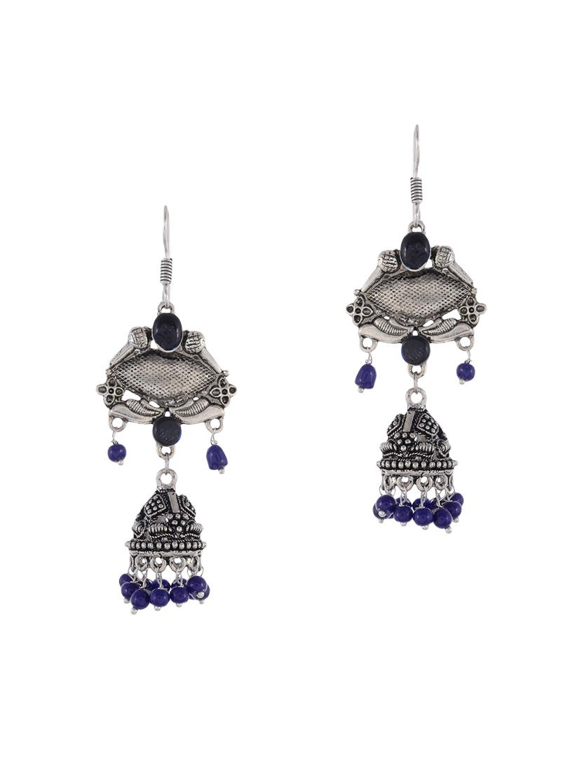 blue silver tone oxidized earrings - 15535348 - Zoom Image - 0