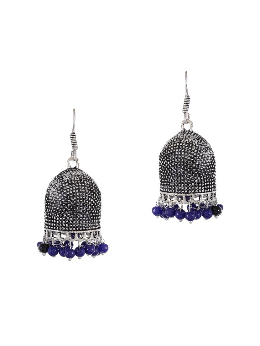 blue silver tone oxidized earrings - 15535350 -  Zoom Image - 0