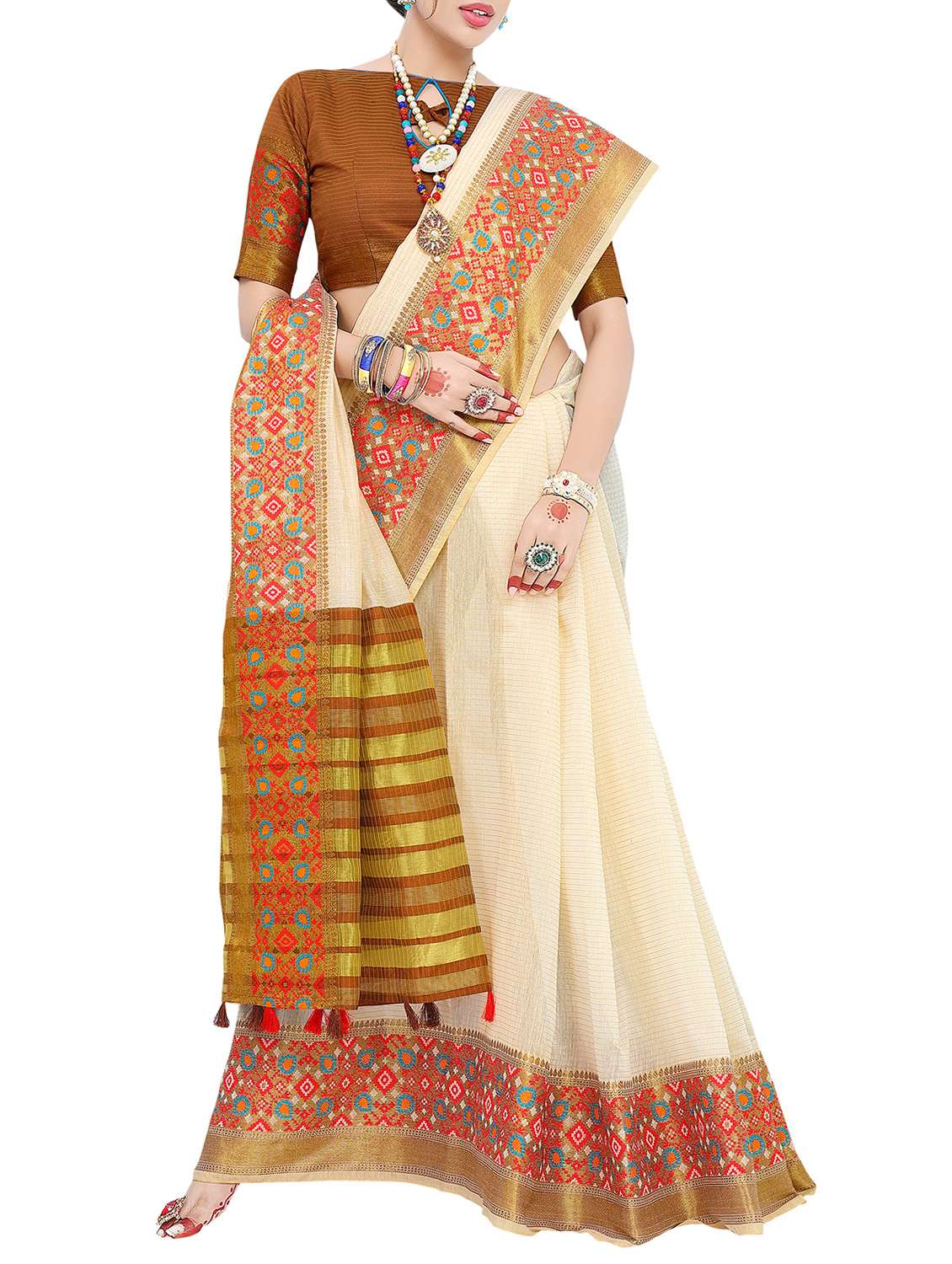 zari bordered saree with blouse