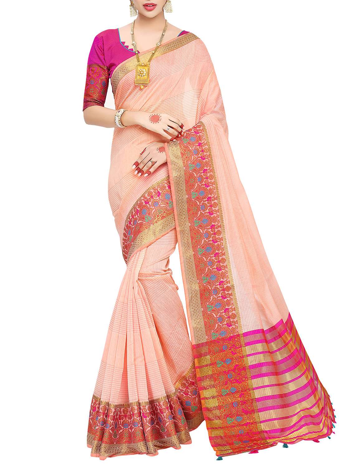 zari bordered saree with blouse
