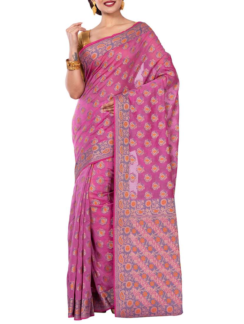 floral zari motif banarasi saree with blouse