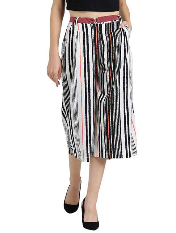 pocket detail striped culottes