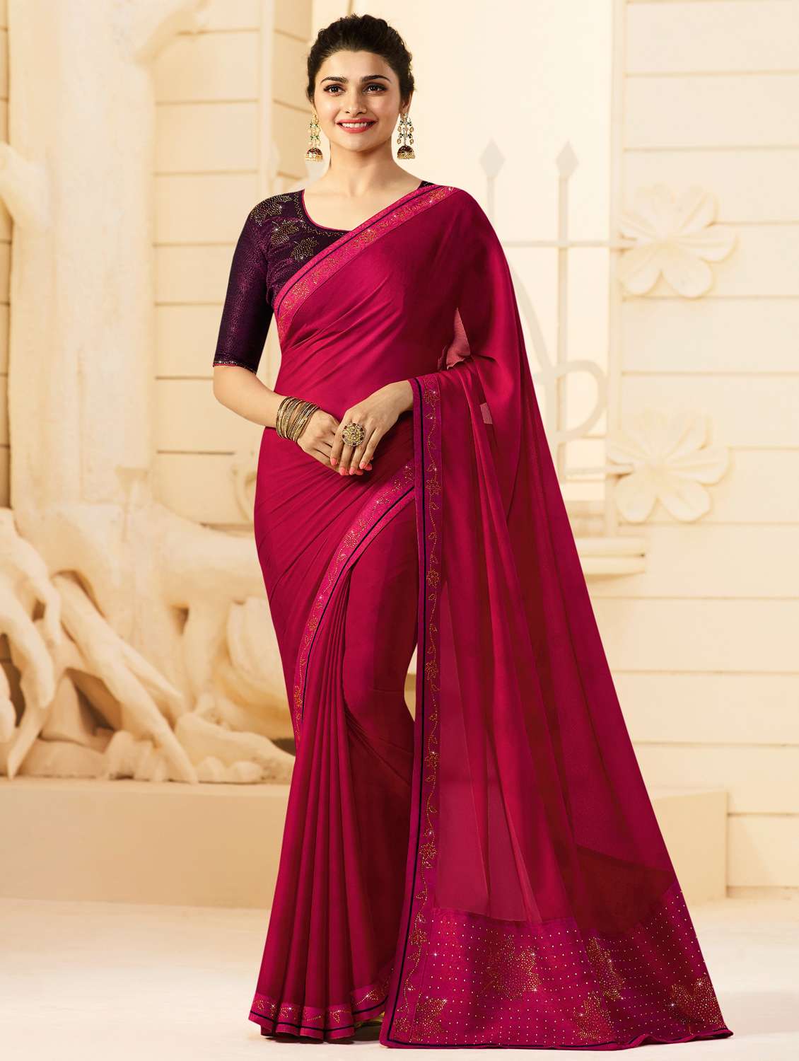 embellished lace bordered saree