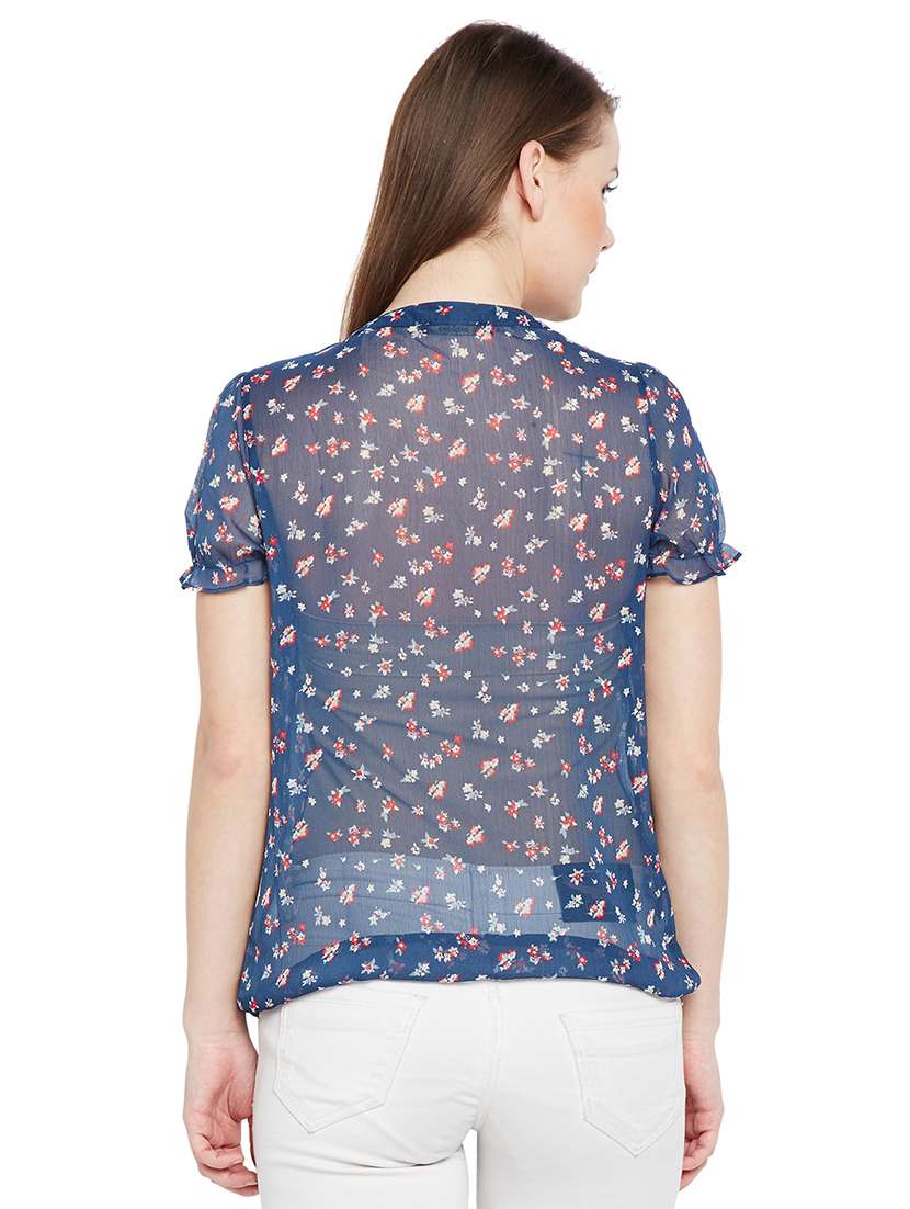 frilled detail printed top - 15540087 - Standard Image - 2
