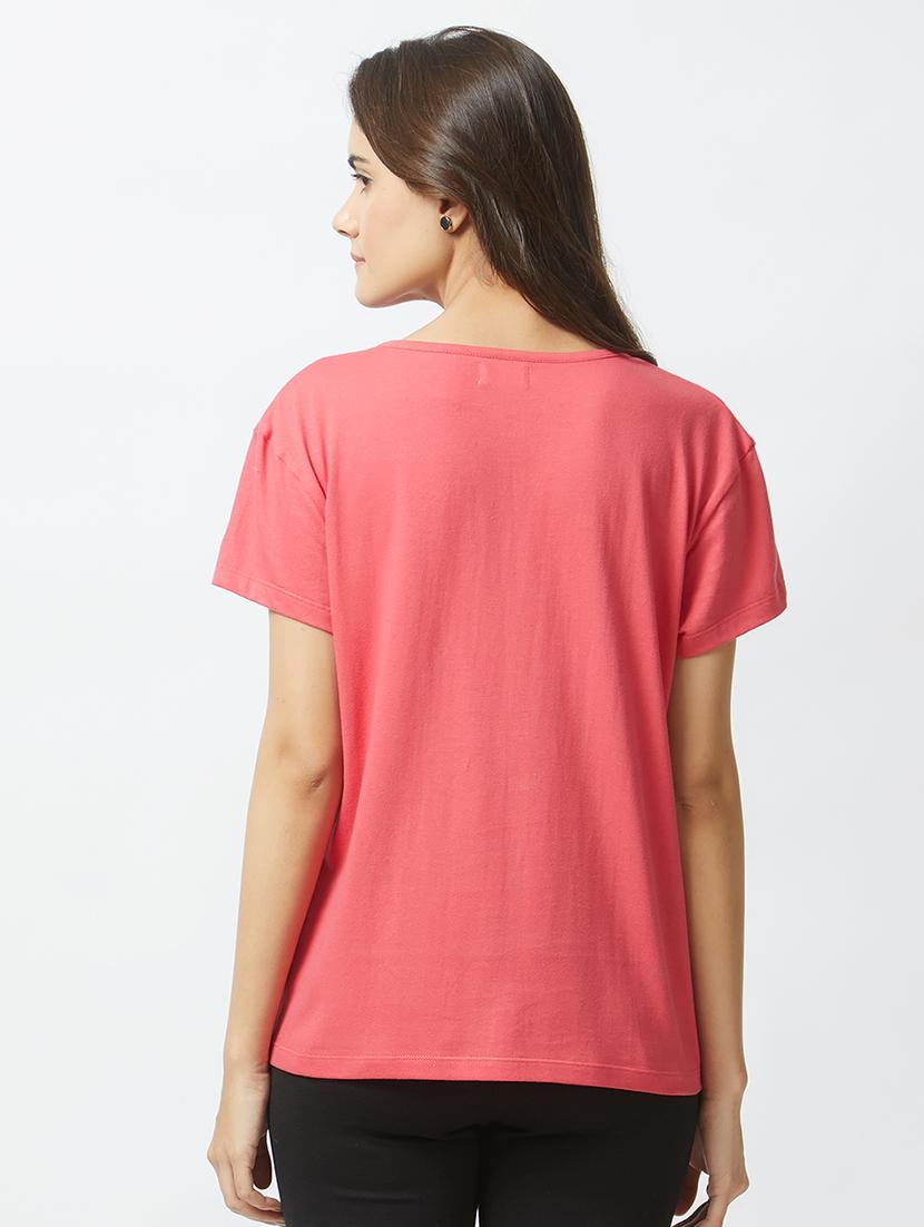 v-neck embroidered sleepwear tee - 15540406 - Standard Image - 2