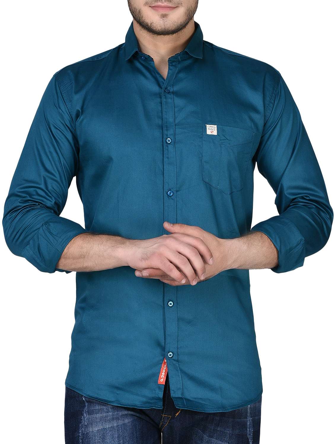 blue cotton casual shirt