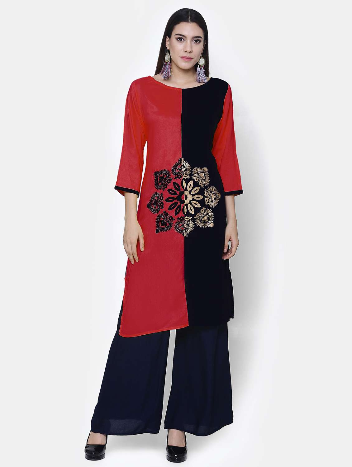 color block straight kurta