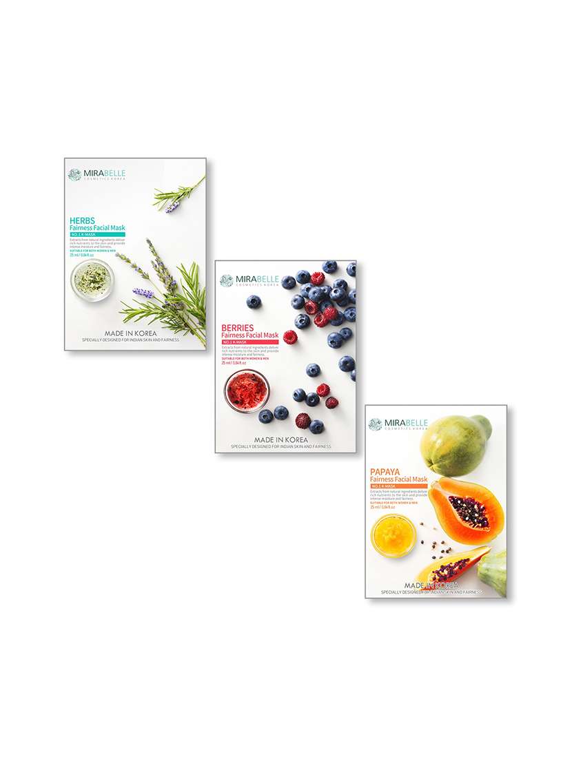 mirabelle korea fairness facial mask  pack of 3
