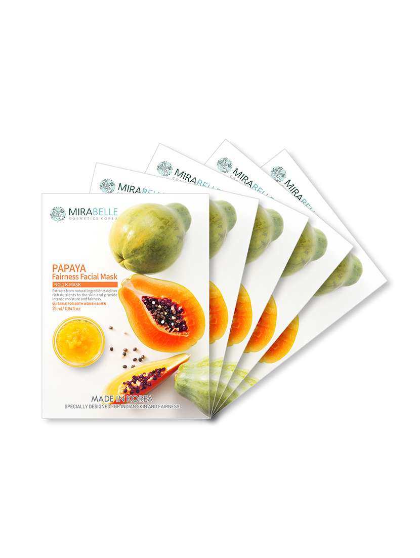 mirabelle korea papaya fairness facial mask  pack of 5