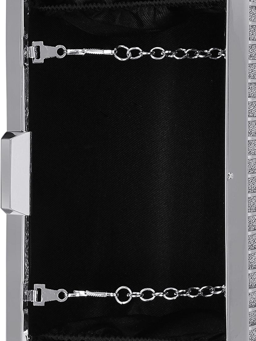 silver metal box clutch - 15544787 - Standard Image - 2
