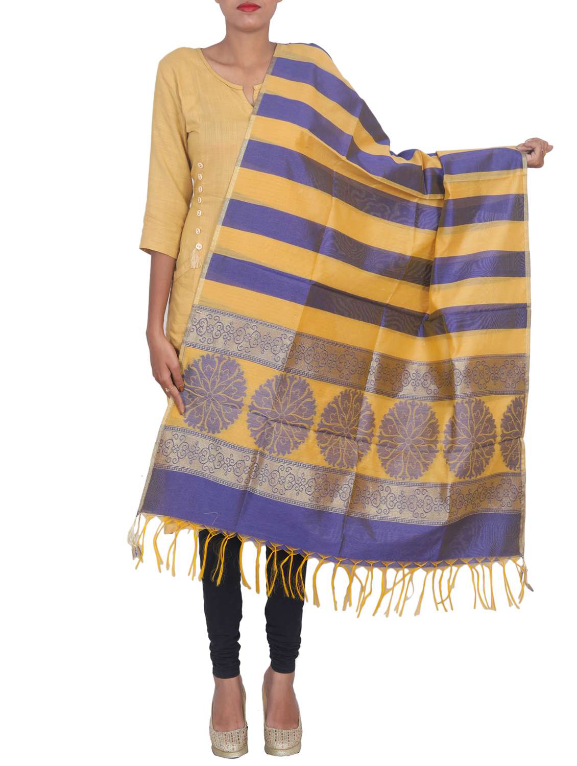 banarasi dupatta with tassels - 15545845 -  Zoom Image - 0