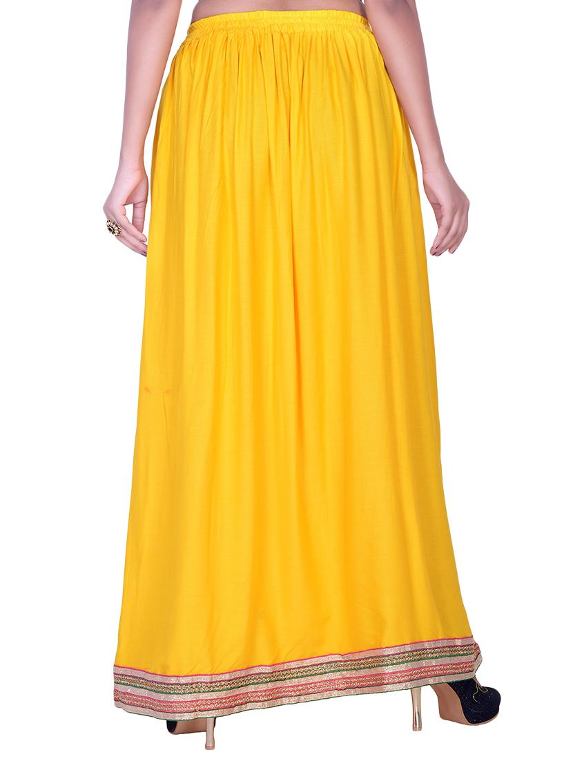 solid flared skirt with lace detail - 15546255 - Standard Image - 2