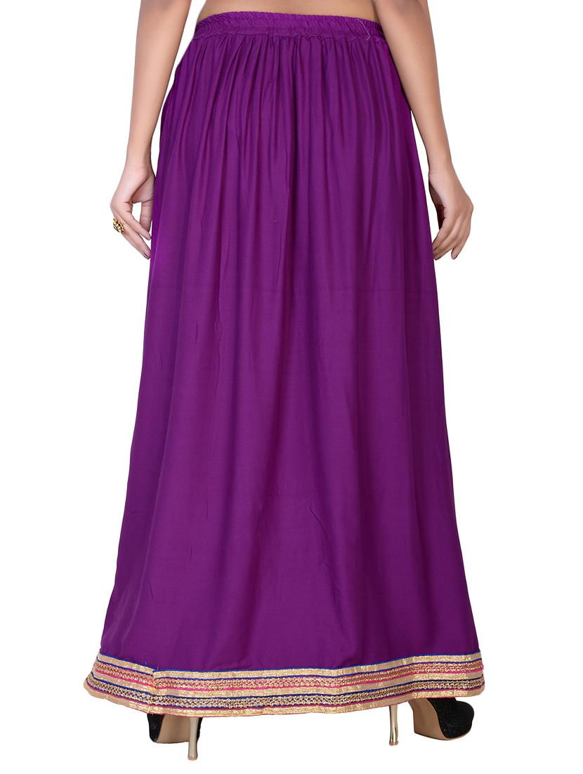 solid flared skirt with lace detail - 15546257 - Standard Image - 2