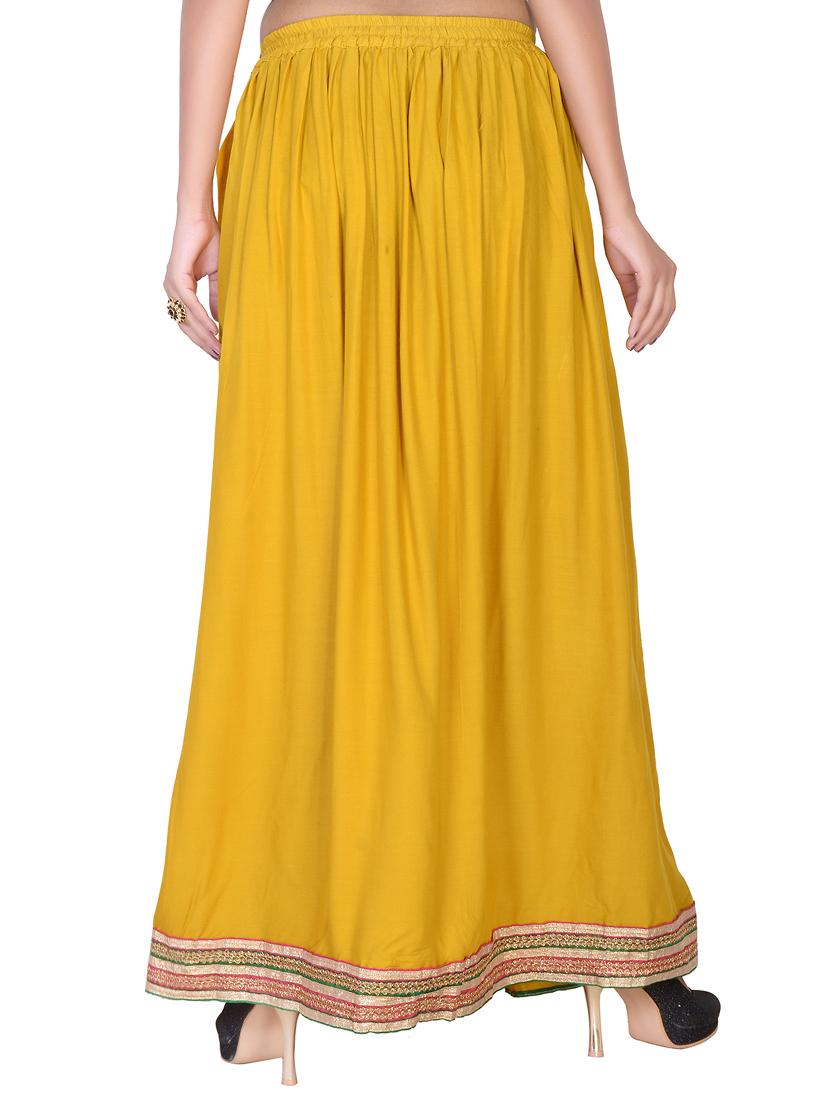 solid flared skirt with lace detail - 15546260 - Standard Image - 2