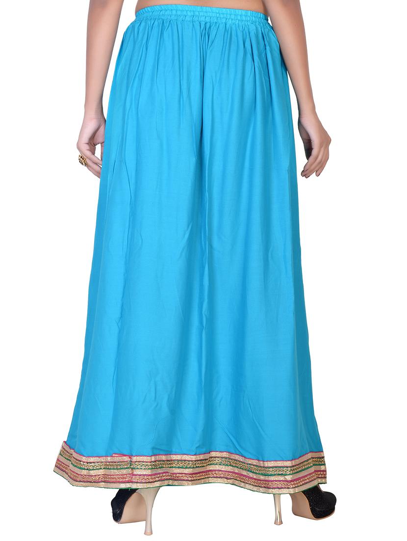 solid flared skirt with lace detail - 15546265 - Standard Image - 2
