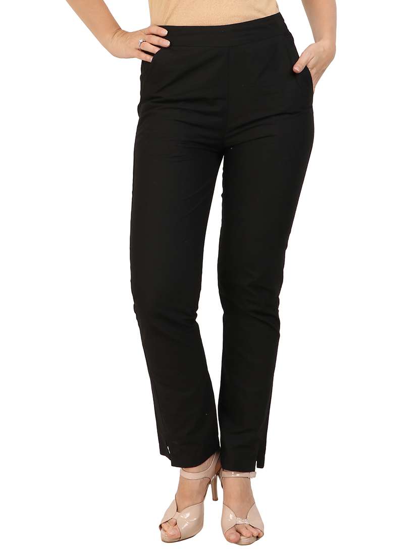 mid-waist flat front trouser