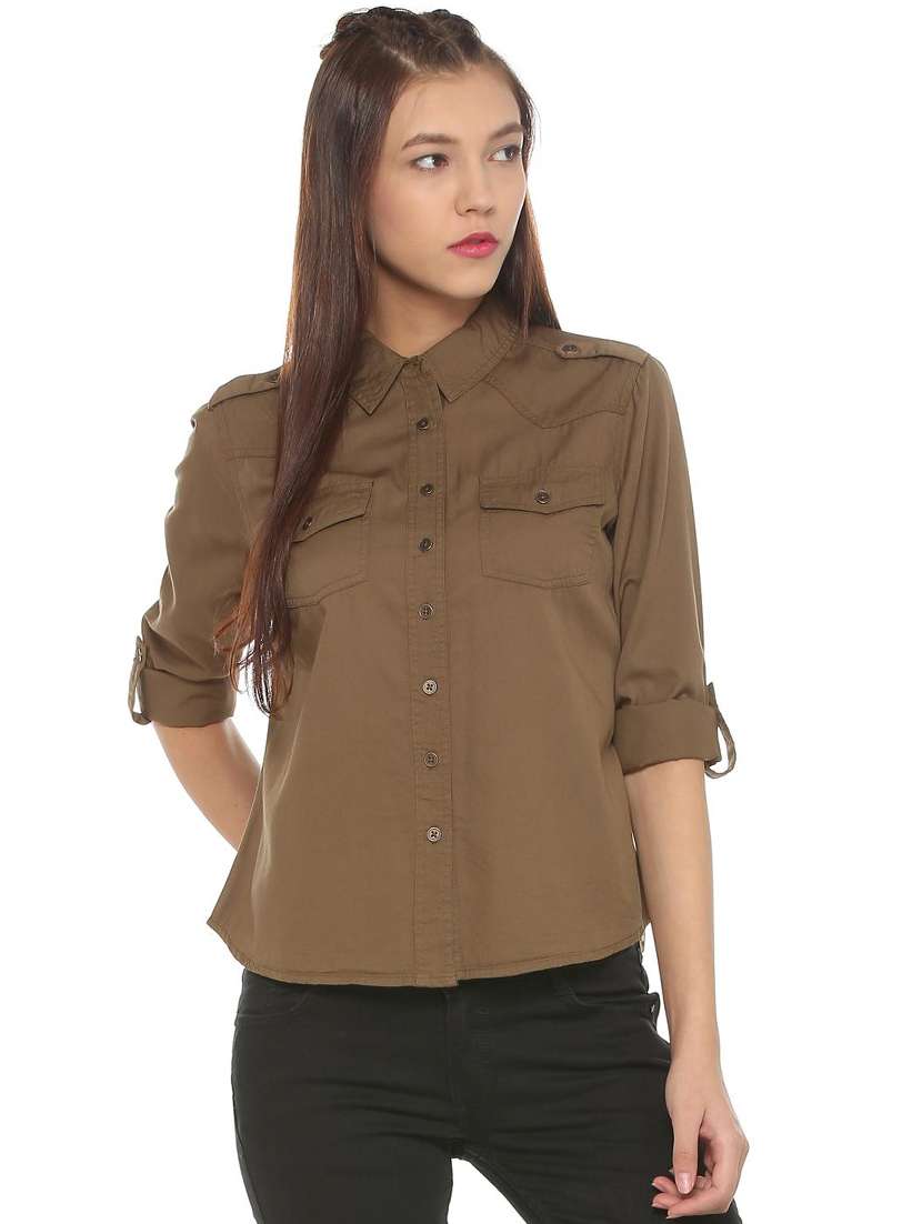 pocket patch roll tab sleeved shirt
