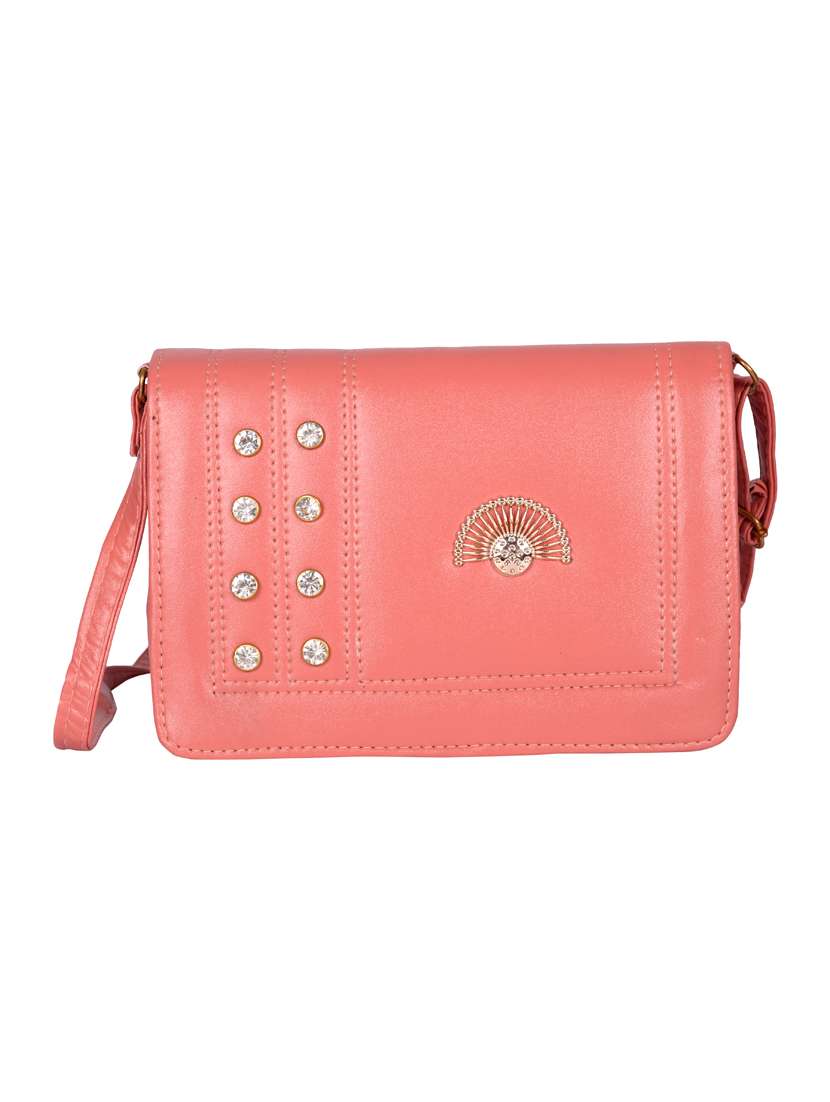 pink leatherette (pu) sling bag