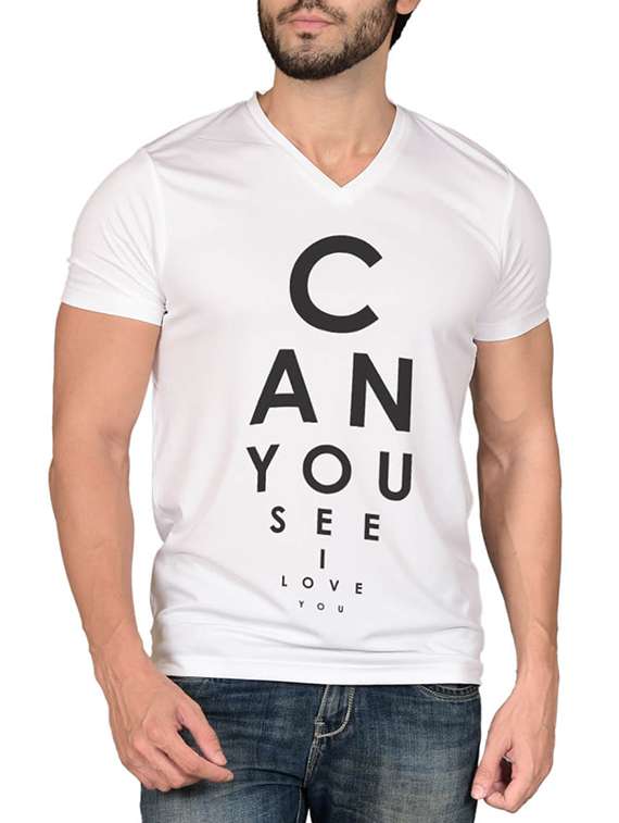 white typographic front print t-shirt