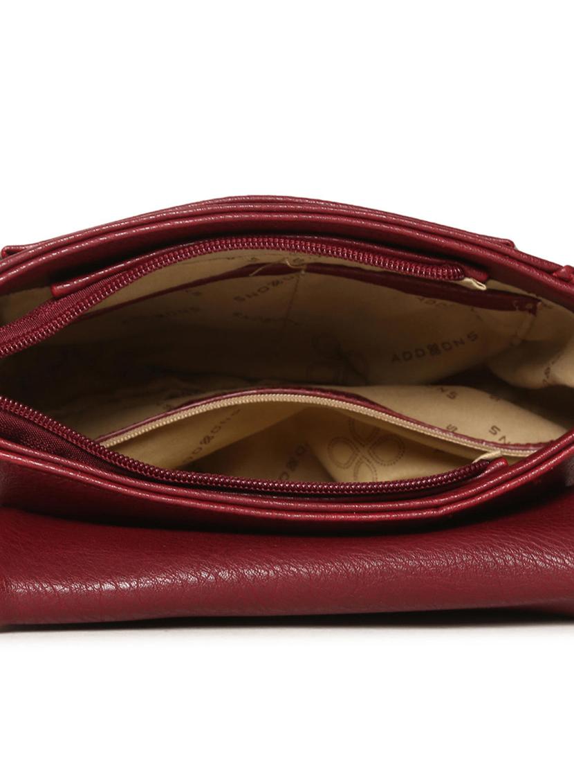 maroon leatherette (pu) sling bag - 15563691 - Standard Image - 2