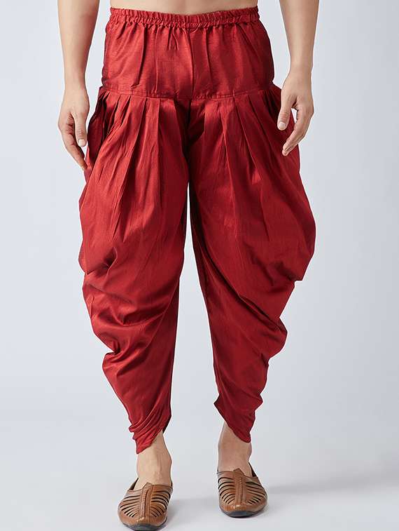 red silk blend dhoti