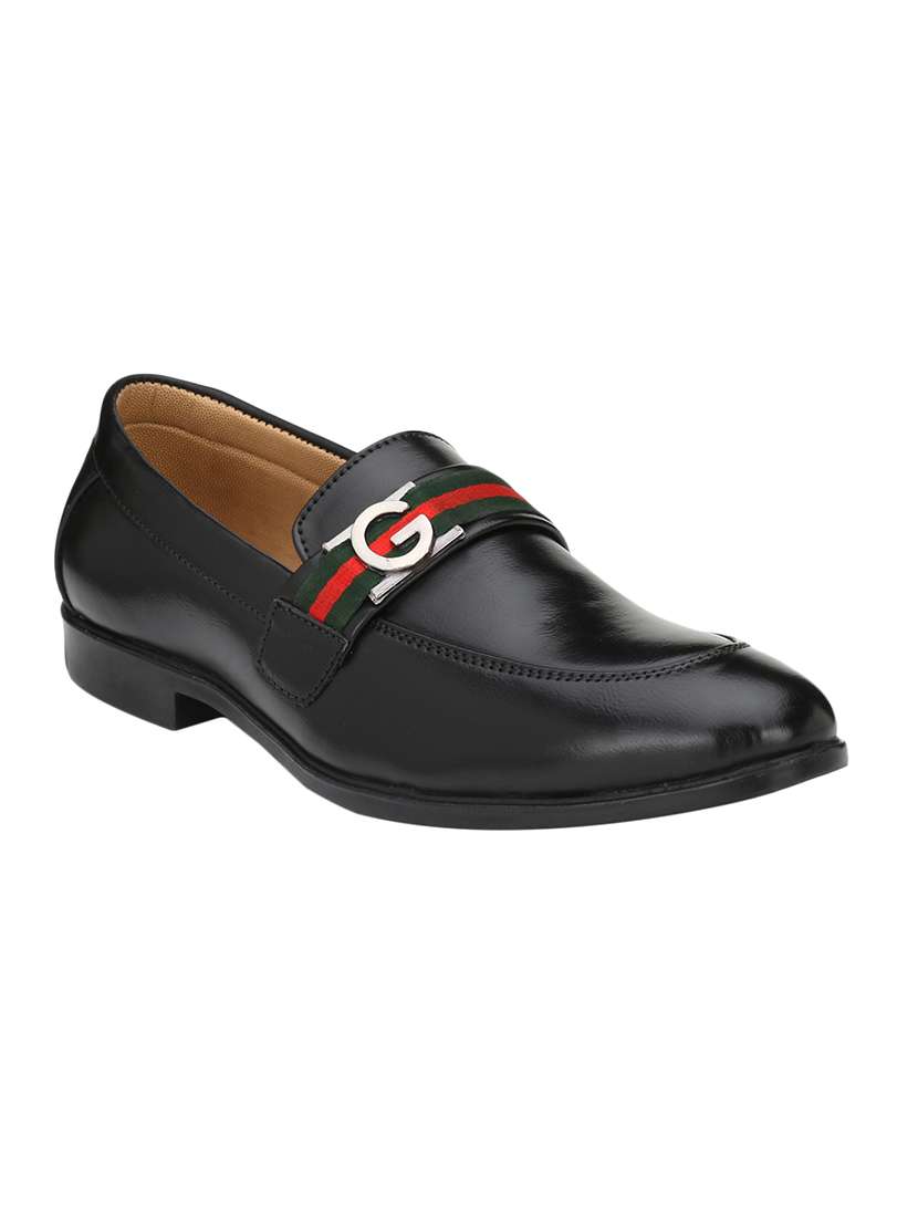 black leatherette formal slip ons