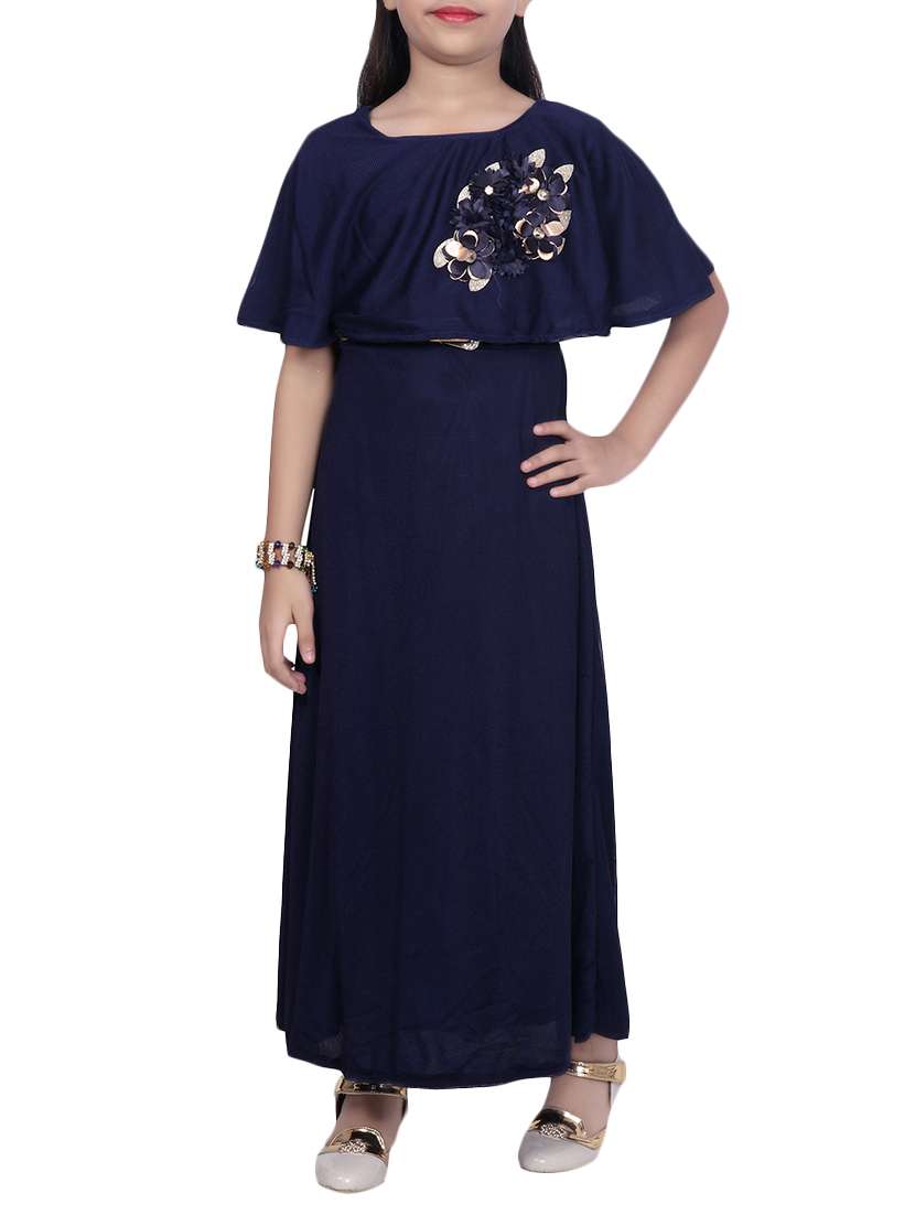 navy blue chiffon  gown