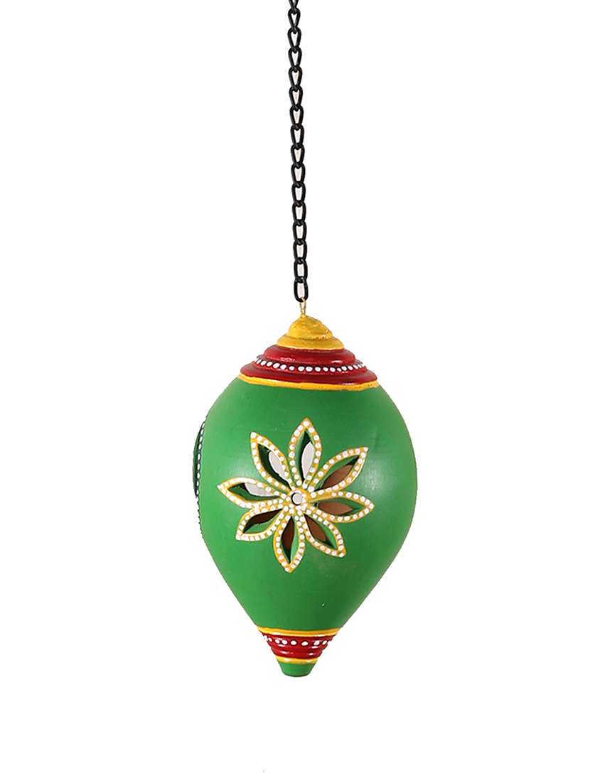 aapno rajasthan green teracotta hanging tealight holder - 15568147 -  Standard Image - 2