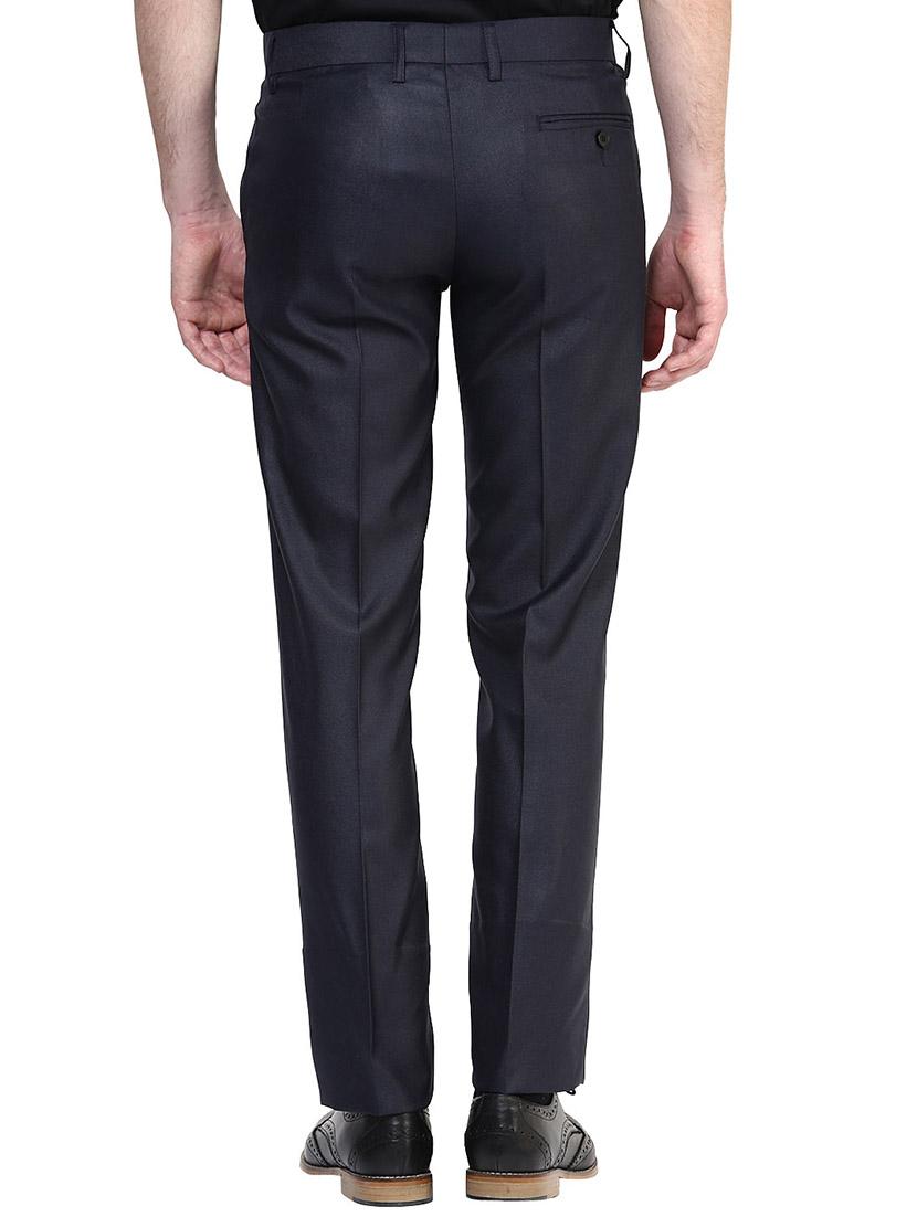 navy blue polyester blend flat front formal trouser - 15569417 - Standard Image - 2