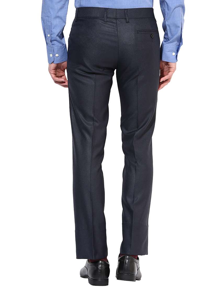navy blue polyester blend flat front formal trouser - 15569419 -  Standard Image - 2