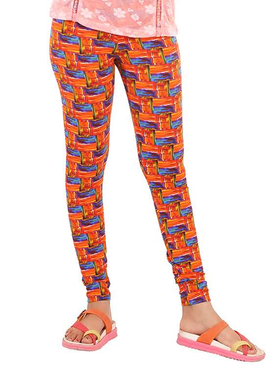 orange printed legging