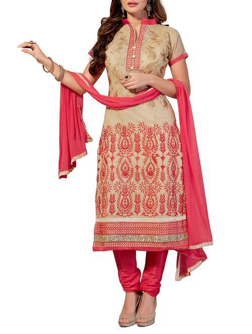 embroidered unstitched churidaar suit - 15570257 - Standard Image - 0