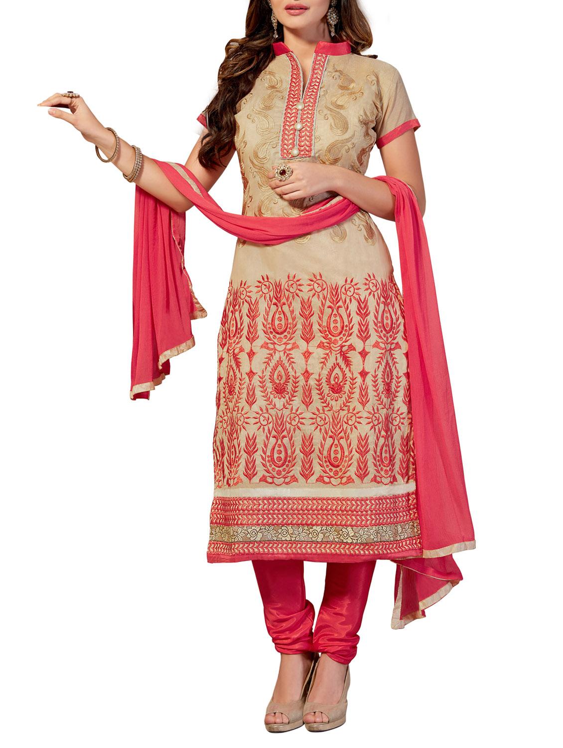 embroidered unstitched churidaar suit - 15570257 - Zoom Image - 0