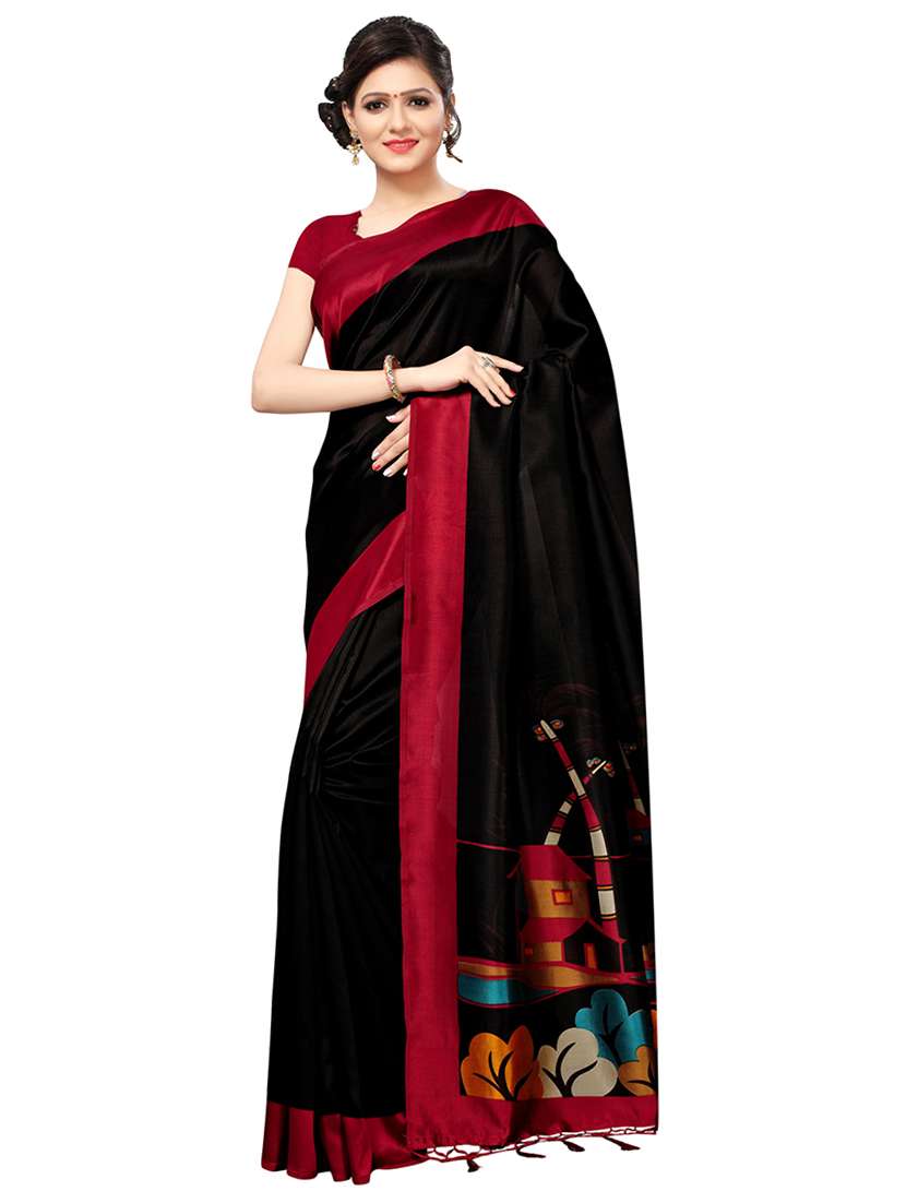 contrast bordered saree with blouse